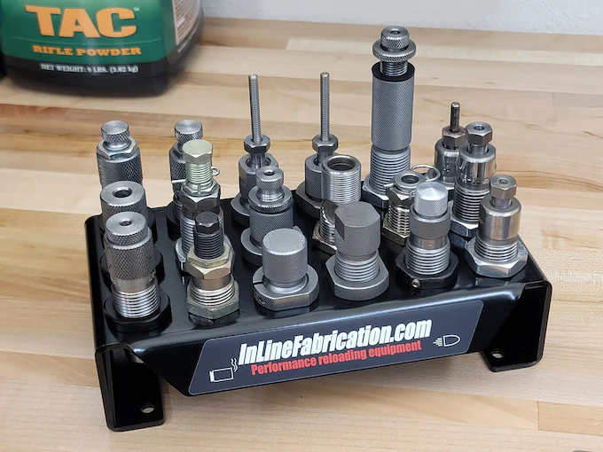 Inline Fabrication Benchtop Series Die Storage Rack for Hornady Lock n Load bushings 1 3/16" Holes Black Powder Coated - Image 2